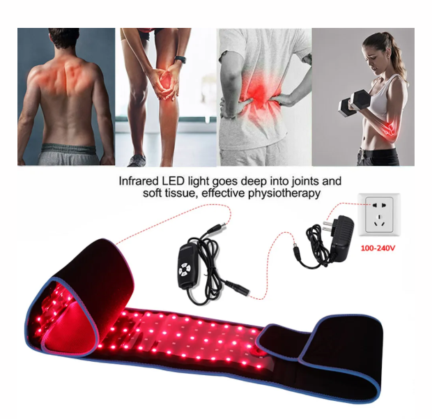 Red-infrared light therapy belt for waist, back, neck, arms, shoulder, knee