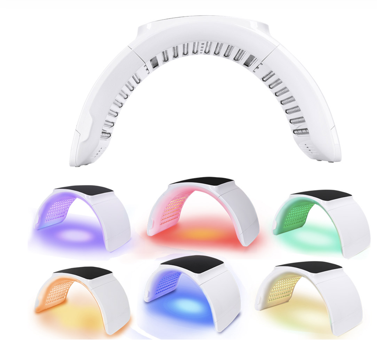 Face and Decolletage Skin Care Canopy - Seven Colour Light Wavelengths, Portable, showing 6 colours, plus white light for calcium